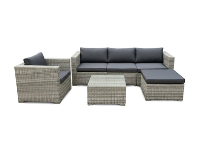 Conjunto de Exterior Sofa + Puff + Mesa y Sillon. Muebles de Jardin y Terraza