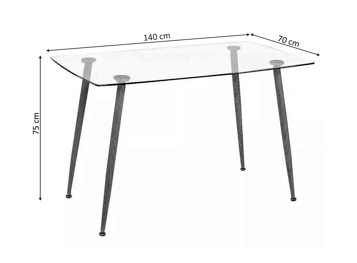 Mesa Cristal Templado Estilo Nordico 140cm. Comedor o Cocina