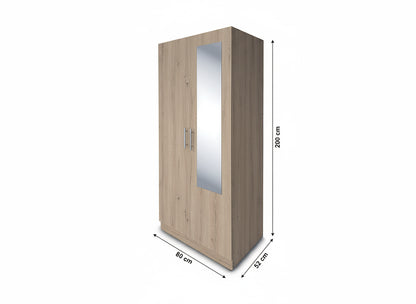 Armario de Dormitorio W 2 Puertas, con Espejo