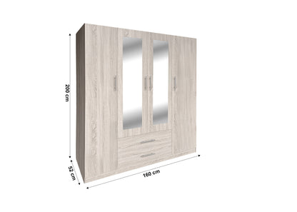 Armario de Dormitorio W 4 Puertas, con Espejo