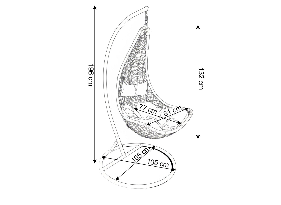 Silla Mecedora Colgante Negro. Muebles de Jardin y Terraza