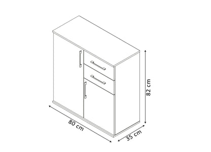 Comoda Aparador Joana 2 Puertas y 2 Cajones