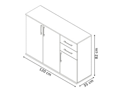 Comoda Aparador Joana 3 Puertas y 2 Cajones