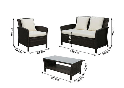 Sofa Newport + 2 Sillones + Mesa de Ratan PE. Muebles de Jardin y Terraza