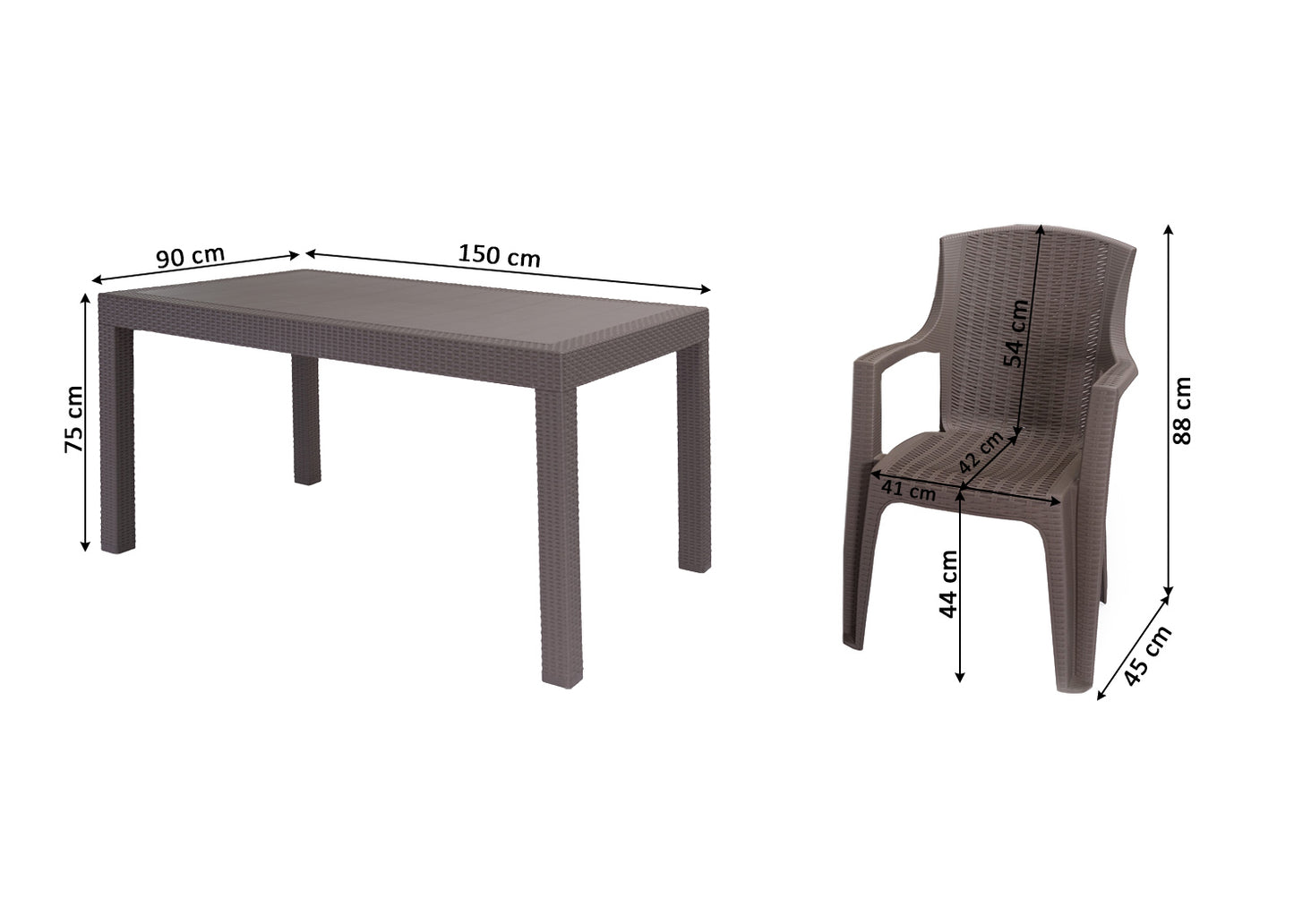 Mesa + 6 Sillas en Ratan Sintetico. Muebles de Jardin y Terraza