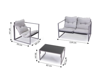 Conjunto Sofa + Mesa + 2 Sillas Roma. Muebles de Jardin y Terraza