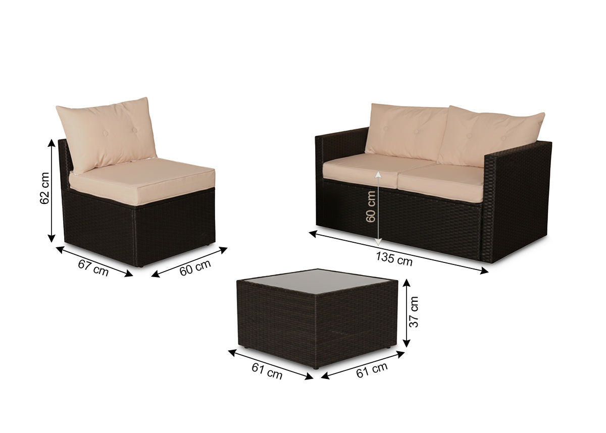 Sofa Ulibarri + 2 Sillones + Mesa de Ratan PE. Muebles de Jardin y Terraza