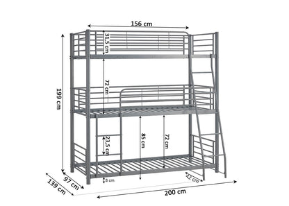 Litera Triple Metalica 90cm Costa