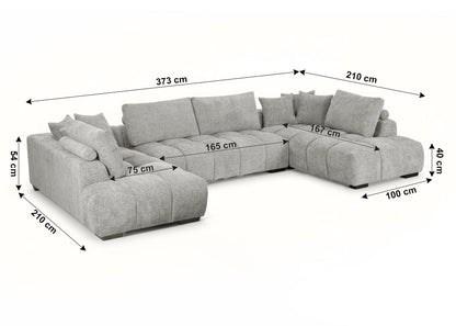 Sofa Rinconera Chaise Longue G-Silver 372cm