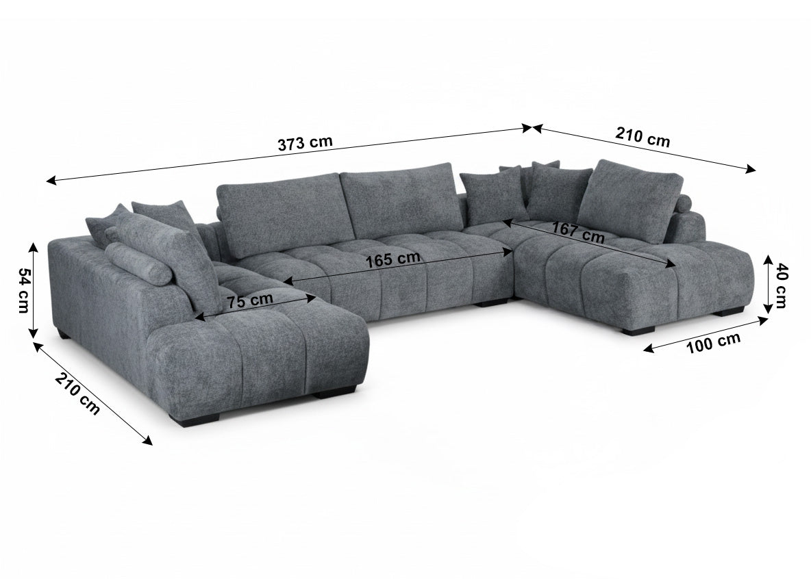 Sofa Rinconera Chaise Longue G-Silver 372cm