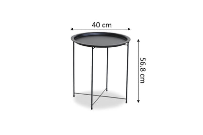 Mesa Auxiliar Redonda Nancy Industrial Color Negro