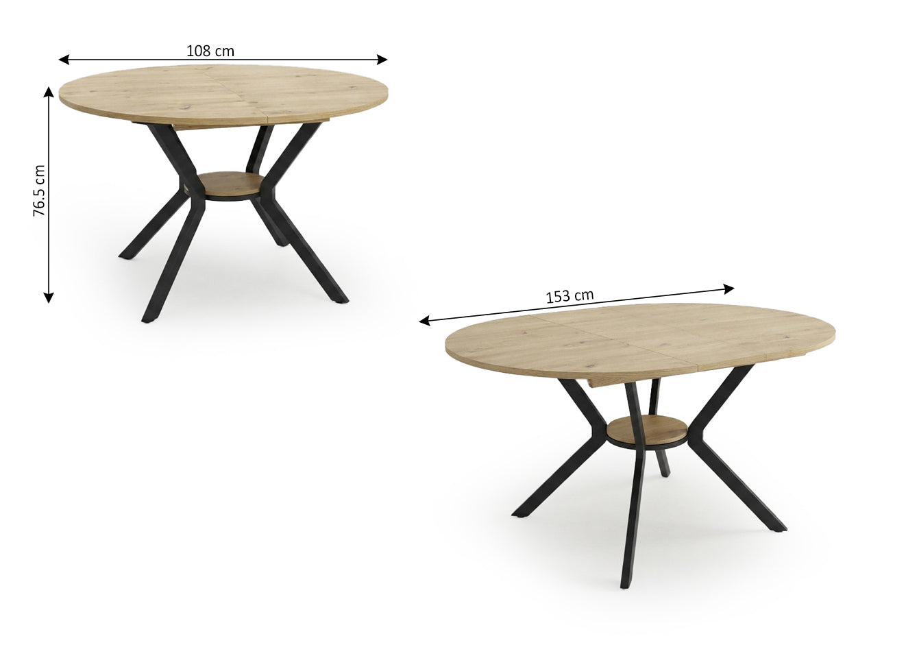 Mesa Redonda Extensible Dalia 153cm. Comedor o Cocina