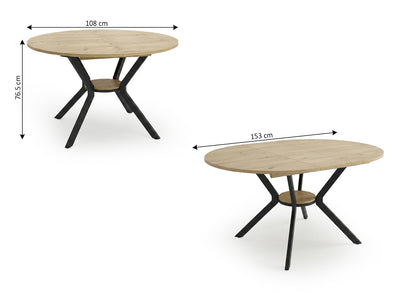 Mesa Redonda Extensible Dalia 153cm. Comedor o Cocina