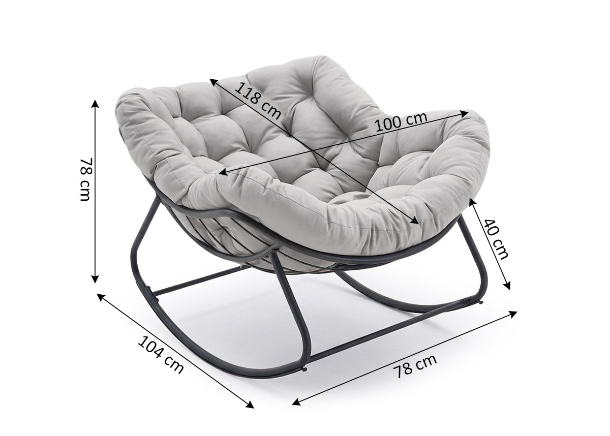 Silla Mecedora Milan Gris. Muebles de Dormitorio, Jardin o Terraza