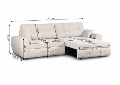 Sofa Chaise Longue con Arcon Lila Beige 270cm
