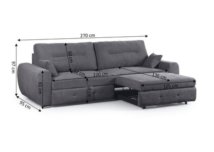 Sofa Chaise Longue con Arcon Lila Gris 270cm
