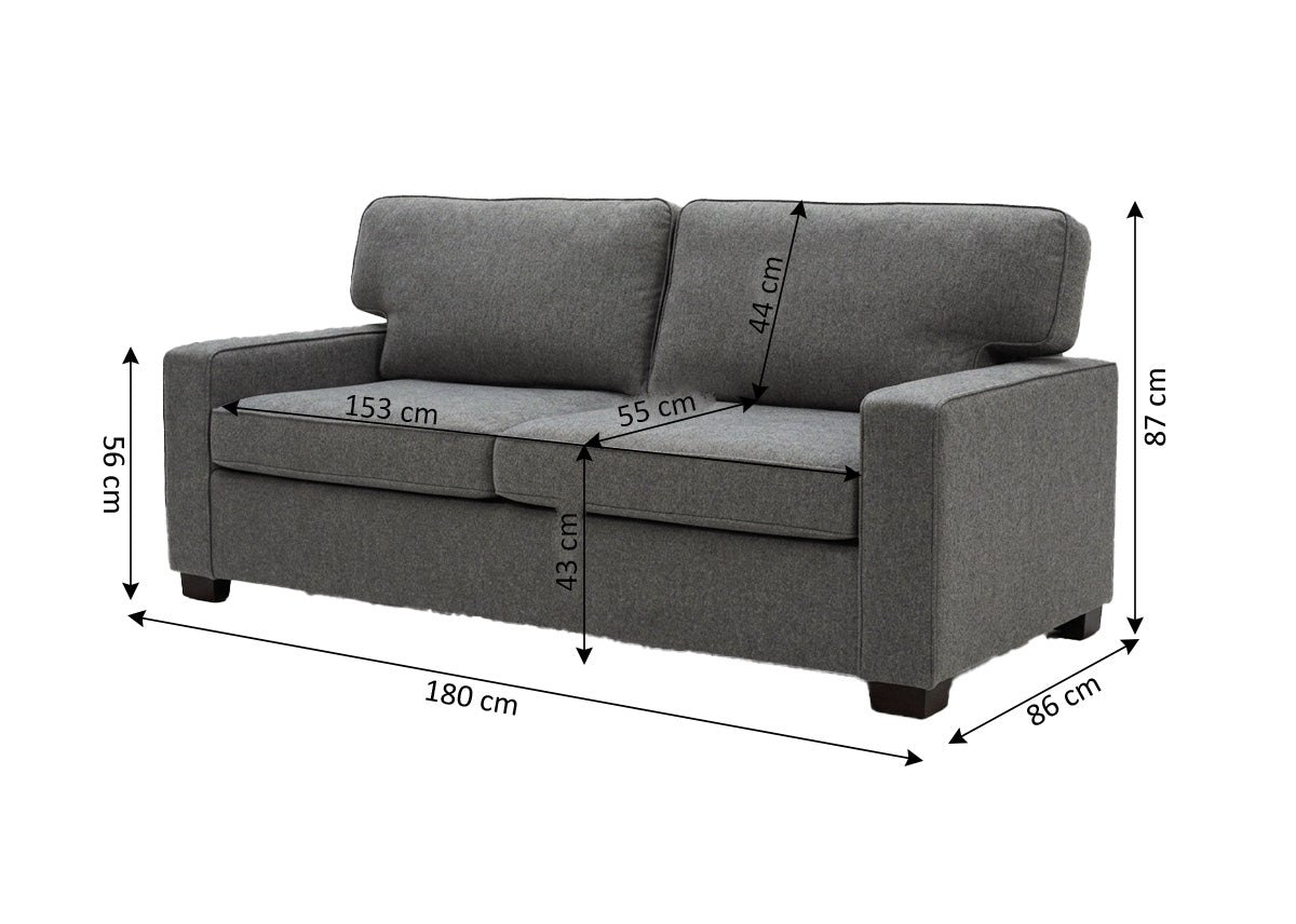 Sofa Cama Italy 3 Plazas 180cm Gris Oscuro