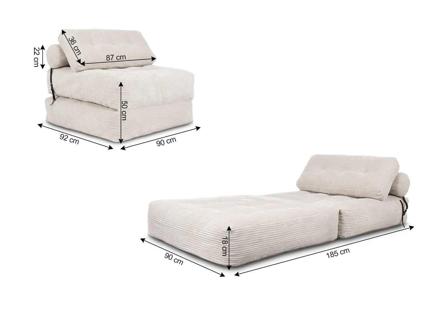 Sofa Cama Plegable 1 Plaza Unique 90cm