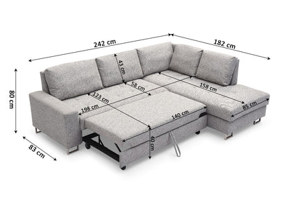 Sofa Cama Rinconera Febe 242cm. Chaise Longue, con Arcon