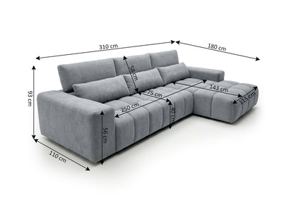 Sofa Chaise Longue Executive G-Bronze 310cm
