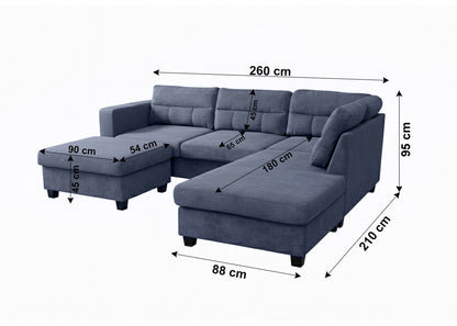 Sofa Chaise Longue Dama + Ottoman 260cm