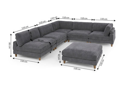Sofa Rinconera Modular 6 Plazas Gris
