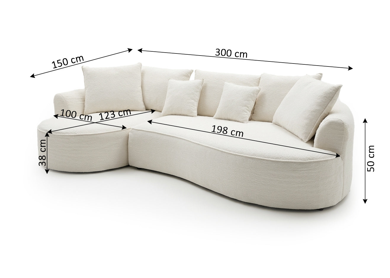 Sofa Chaise Longue Modular Mary 300cm