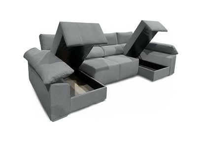 Mega Sofa Cama Barcelona Chaise Longue con Arcon, 335cm