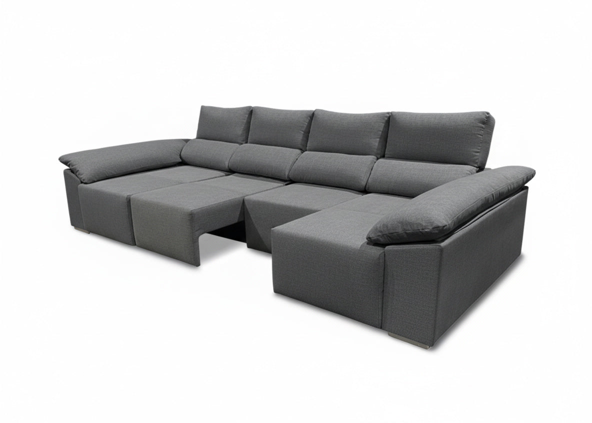 Mega Sofa Cama Barcelona Chaise Longue con Arcon, 335cm