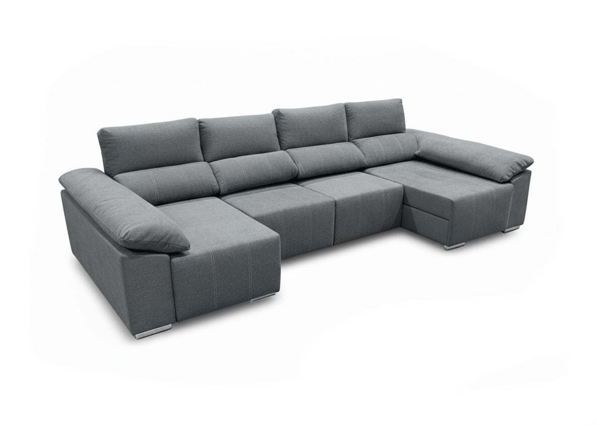 Mega Sofa Cama Barcelona Chaise Longue con Arcon, 335cm
