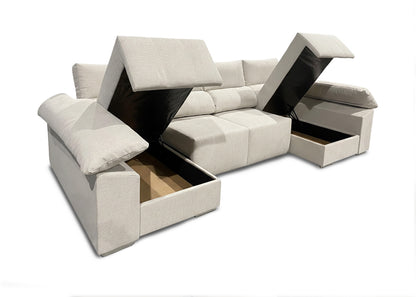 Mega Sofa Cama Chaise Longue Barcelona con Arcon, 335cm