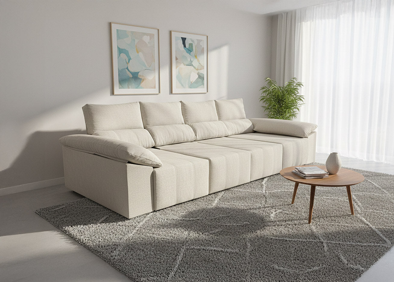 Mega Sofa Cama Chaise Longue Barcelona con Arcon, 335cm