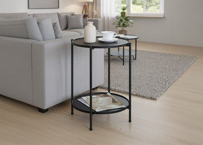 Mesa Auxiliar Redonda Nancy Diseño Industrial Negro