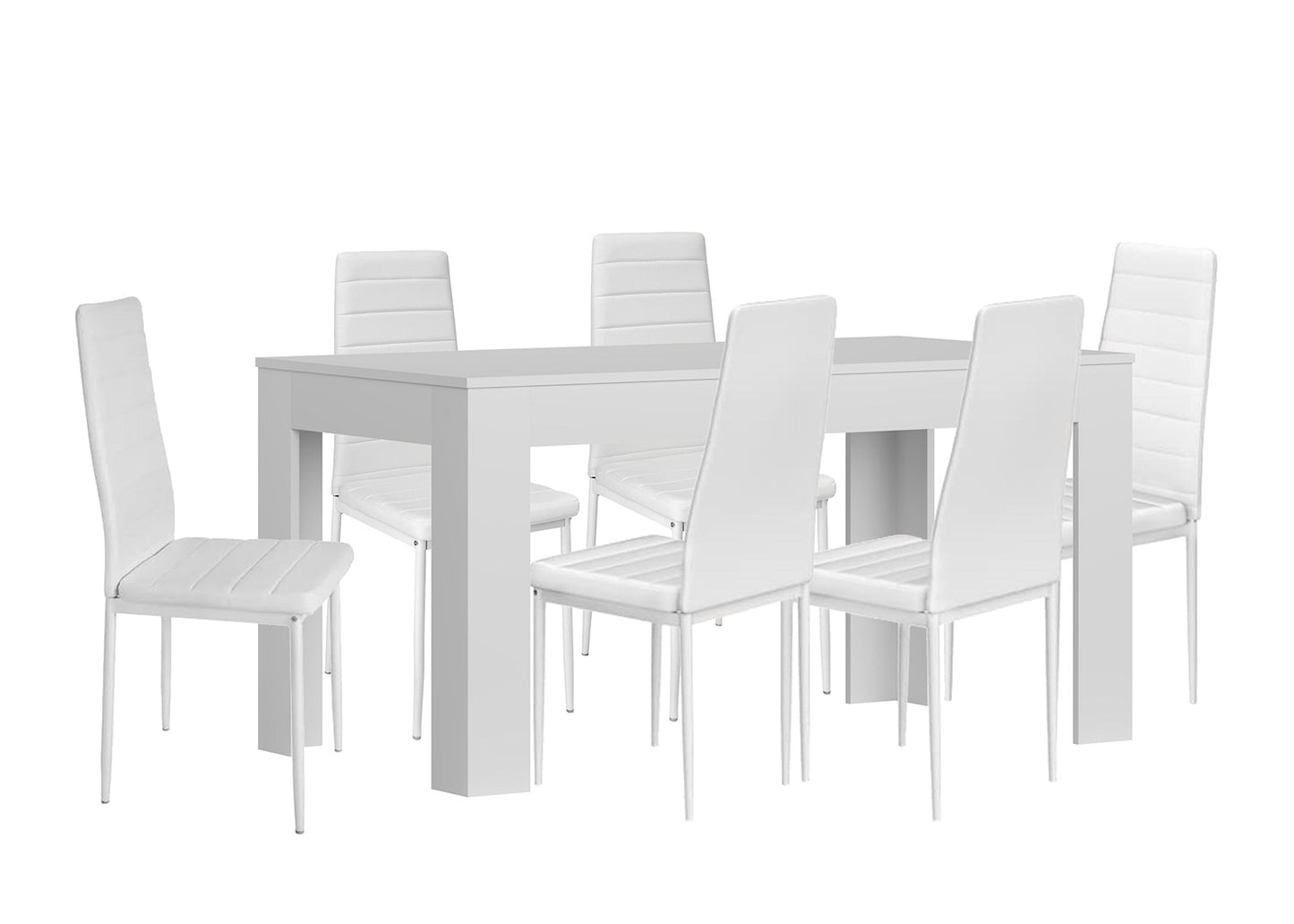 Pack Mesa Extensible de Comedor o Cocina + 6 Sillas en Polipiel/metal