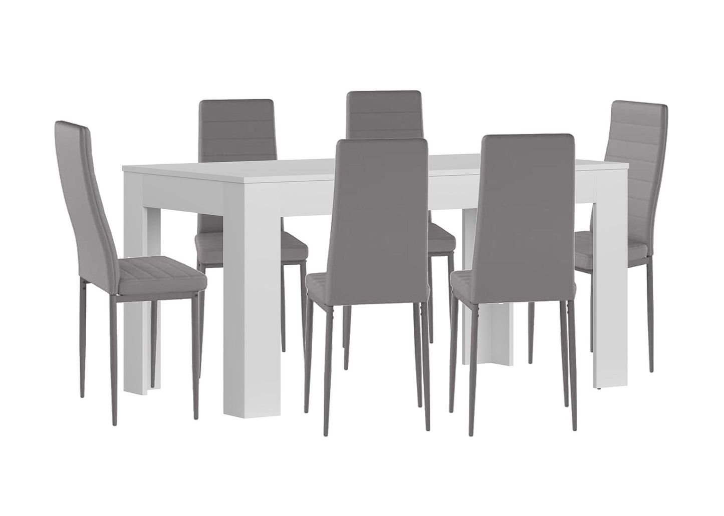 Pack Mesa Extensible de Comedor o Cocina + 6 Sillas en Polipiel/metal