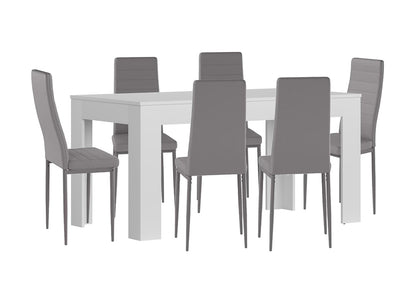 Pack Mesa Extensible de Comedor o Cocina + 6 Sillas en Polipiel/metal