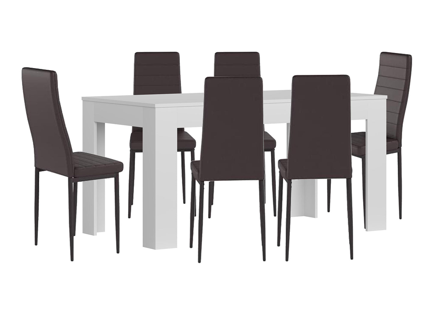 Pack Mesa Extensible de Comedor o Cocina + 6 Sillas en Polipiel/metal