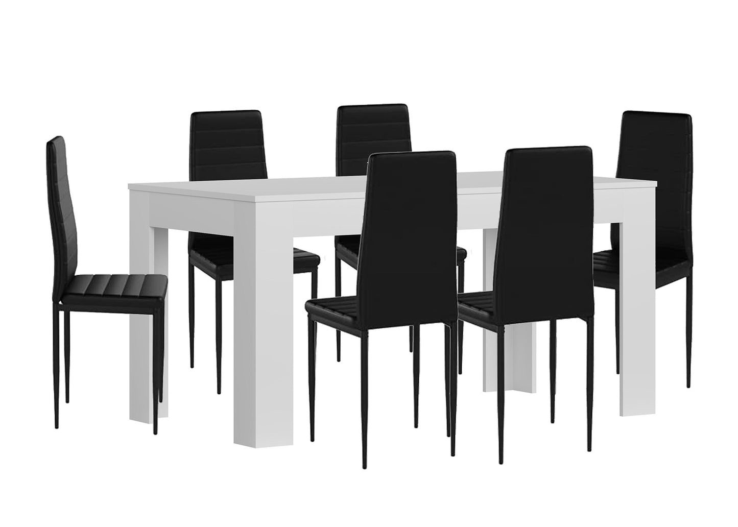 Pack Mesa Extensible de Comedor o Cocina + 6 Sillas en Polipiel/metal