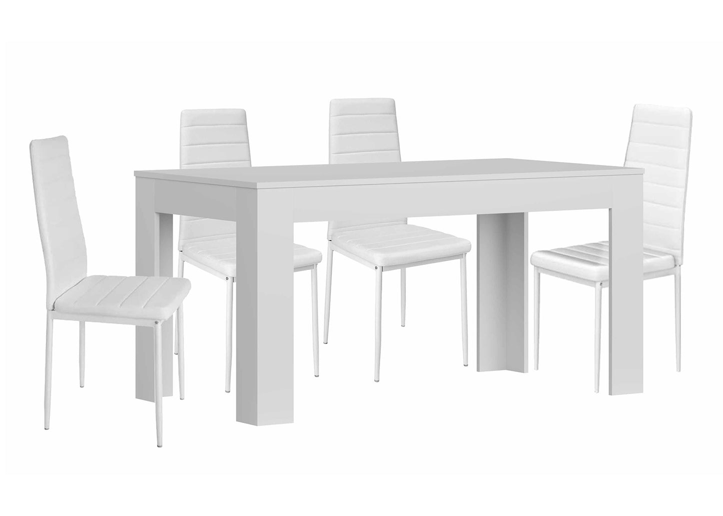 Pack Mesa Extensible de Comedor o Cocina + 4 Sillas en Polipiel/metal