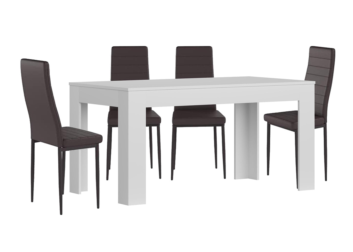 Pack Mesa Extensible de Comedor o Cocina + 4 Sillas en Polipiel/metal