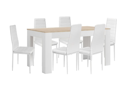 Pack Mesa Extensible de Comedor o Cocina + 6 Sillas en Polipiel/metal