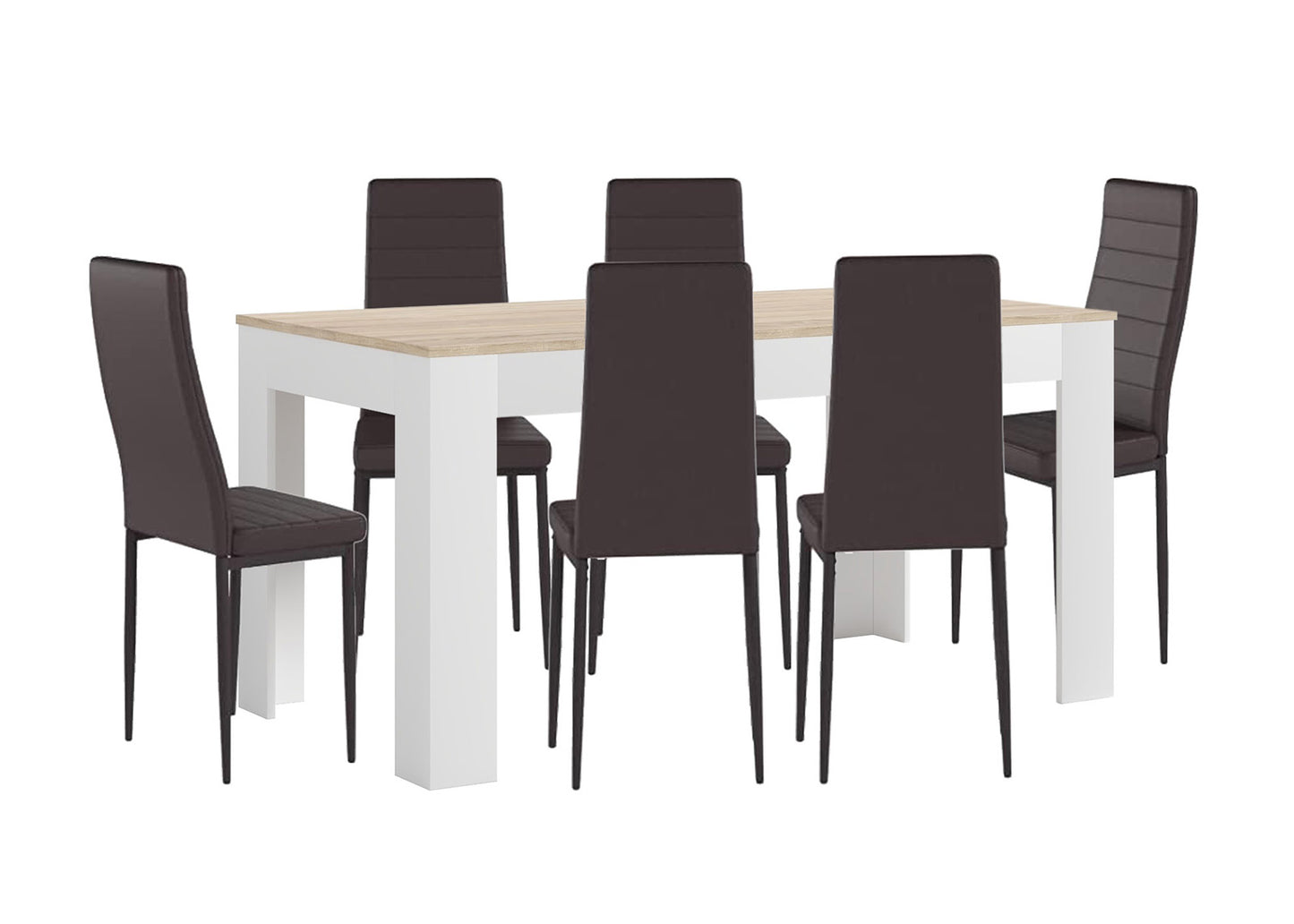 Pack Mesa Extensible de Comedor o Cocina + 6 Sillas en Polipiel/metal