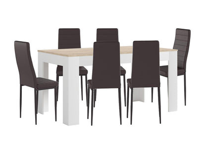 Pack Mesa Extensible de Comedor o Cocina + 6 Sillas en Polipiel/metal
