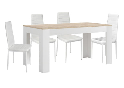 Pack Mesa Extensible de Comedor o Cocina + 4 Sillas en Polipiel/metal