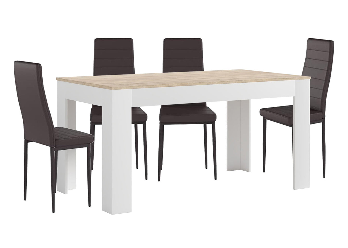 Pack Mesa Extensible de Comedor o Cocina + 4 Sillas en Polipiel/metal