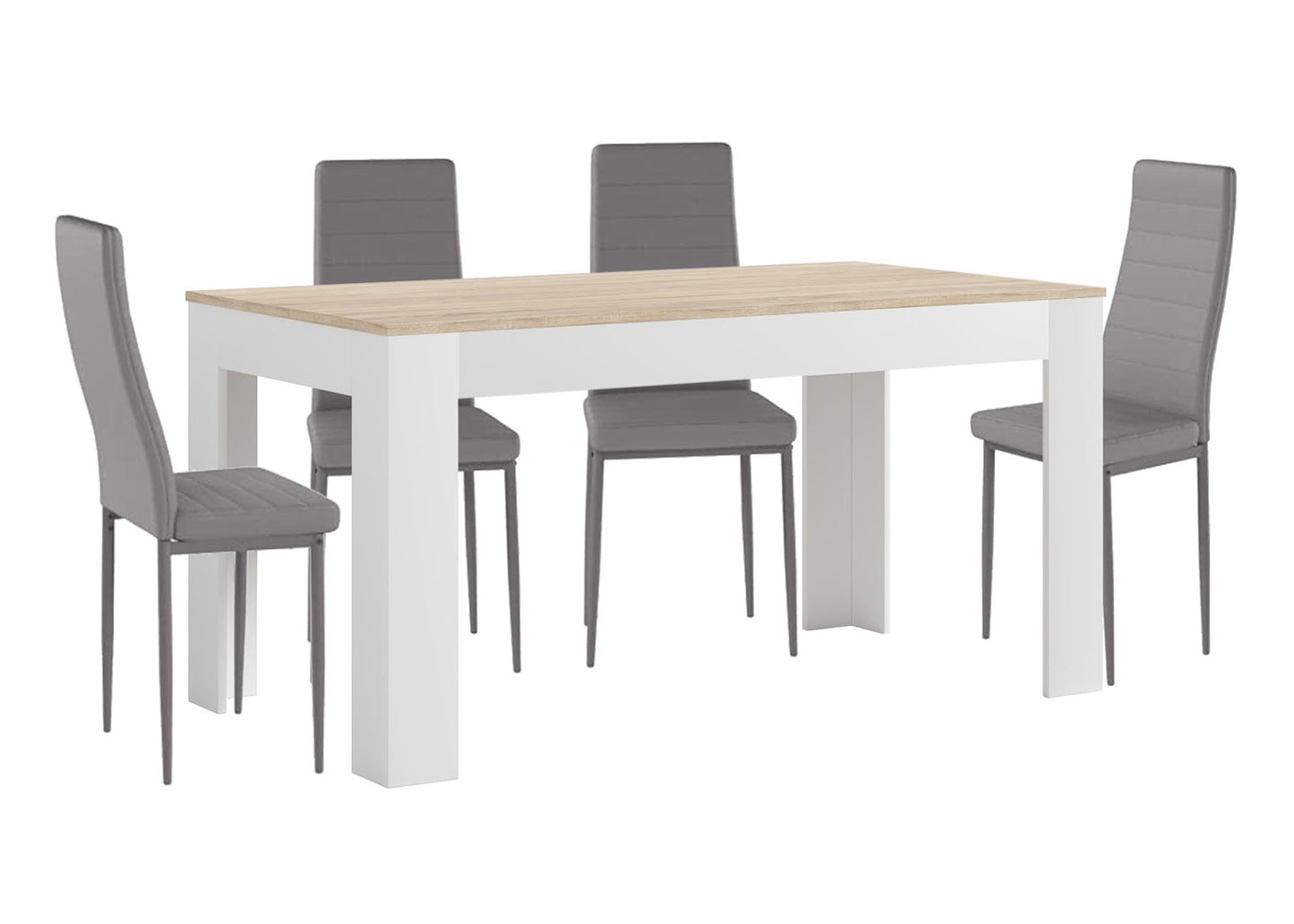 Pack Mesa Extensible de Comedor o Cocina + 4 Sillas en Polipiel/metal