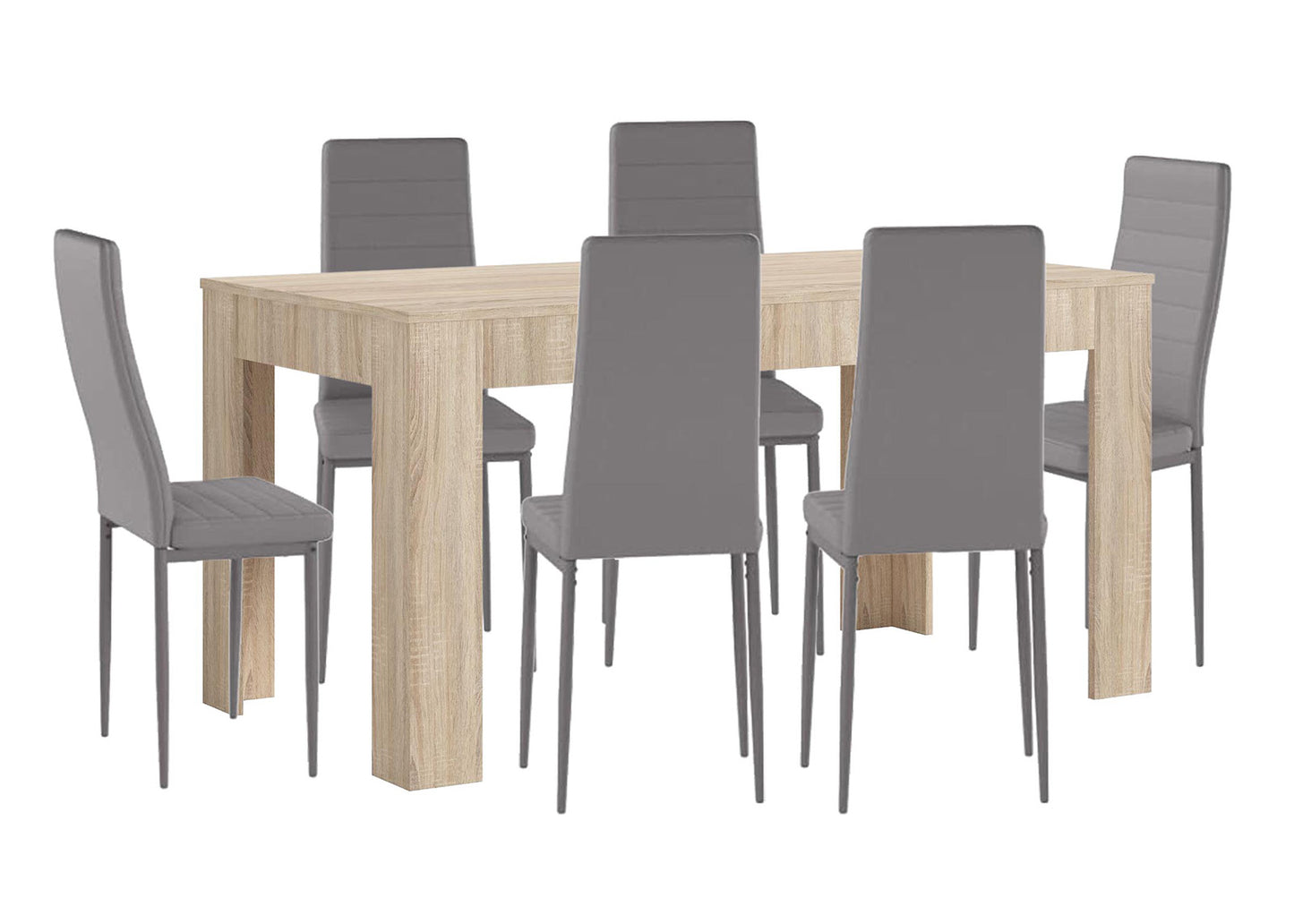 Pack Mesa Extensible de Comedor o Cocina + 6 Sillas en Polipiel/metal