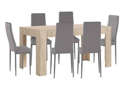 Pack Mesa Extensible de Comedor o Cocina + 6 Sillas en Polipiel/metal