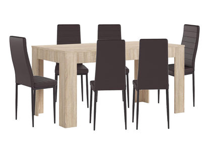 Pack Mesa Extensible de Comedor o Cocina + 6 Sillas en Polipiel/metal