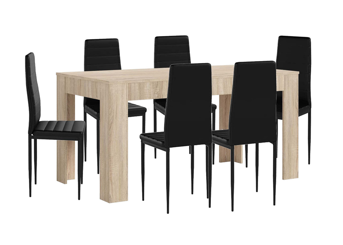 Pack Mesa Extensible de Comedor o Cocina + 6 Sillas en Polipiel/metal